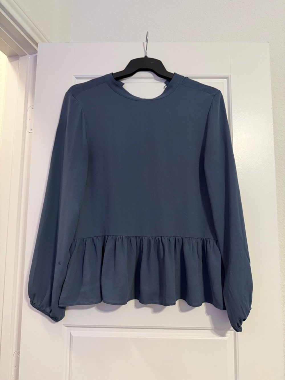 LOFT Slate Blue Long-Sleeve Peplum Tunic